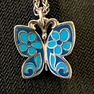 Authentic James Avery Sterling Silver Butterfly Charm & Chain